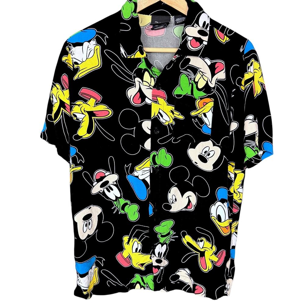 Disney Mickey Mouse Friends Black Short Sleeve Men's S Camp Collar Resort Shirt - Picture 7 of 7